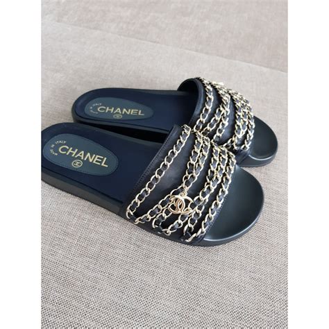 chanel sliders chain|chanel female slides.